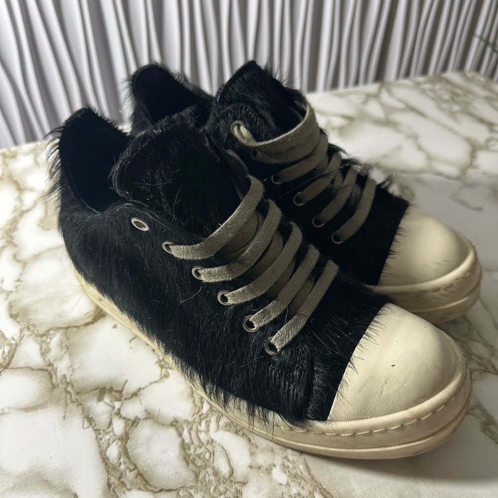 Rick Owens Furry Low Top Sneakers